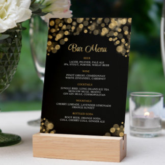 Elegant Black & Guld Pub Menu Inbjudningar