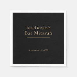 Elegant Black Guld Pub Mitzvah Pappersservett