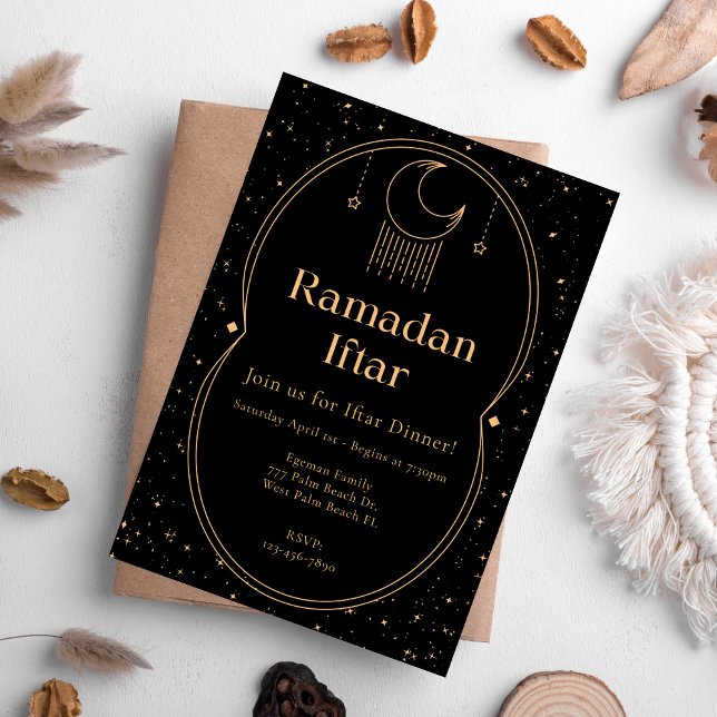 Elegant Black & Guld Ramadan Iftar-inbjudan Inbjudningar (Skapare uppladdad)