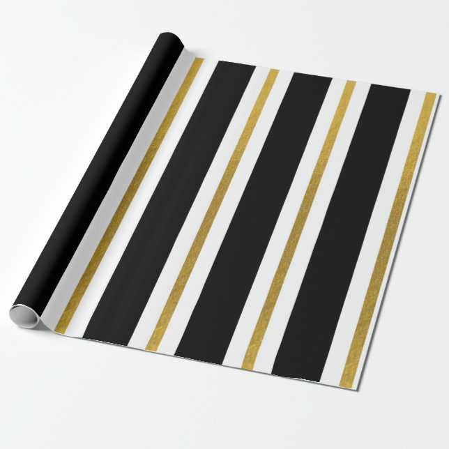 Elegant Black & Guld Rand Presentpapper (Utrullad)
