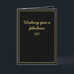 Elegant Black & Guld Script Brother 50:e födelseda Kort<br><div class="desc">Elegant Black & Guld Script Brother 50:e födelsedagen, en vacker design som är avsedd för alla som tittar vackra födelsedagskort för broder, födelsedagskort för äldre bror eller födelsedagskort för yngre bror, den här skulle vara coola. Utformningen har en fin svart bakgrund med någon personlig text, du kan lägga in den...</div>