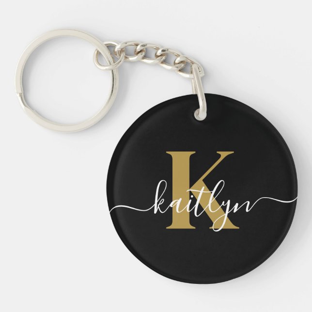 Elegant Black Guld Script Monogram (Framsidan)