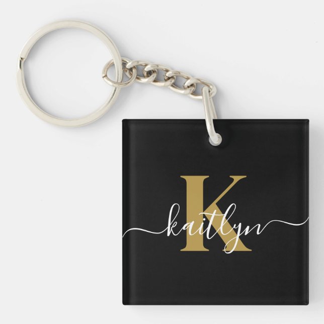 Elegant Black Guld Script Monogram (Framsidan)