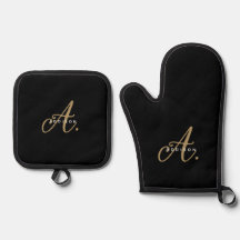 Elegant Black Guld Script Monogram