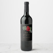 Elegant Black & Guld Script Red-Blommigt