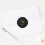 Elegant Black & Guld-skript Monogram Bröllop Runt Klistermärke<br><div class="desc">Elegant Black & Guld Script Monogram Bröllop Classic Round Sticker</div>