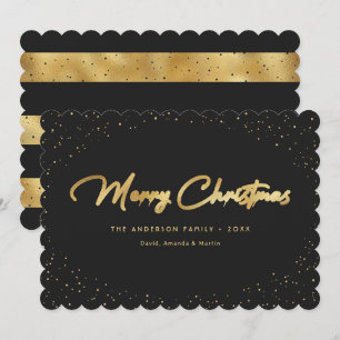 Elegant Black Guld Snö God jul Card Julkort