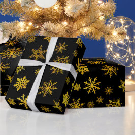 Elegant Black guld snöflake party wrap Presentpapper