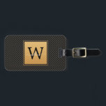 Elegant Black Guld Snyggt Monogram Script Travel Bagagebricka<br><div class="desc">Elegant Black Guld Snyggt Monogram Script Travel Luggage Tag. Har en lyxsvart bakgrund och guld-bakgrund.</div>