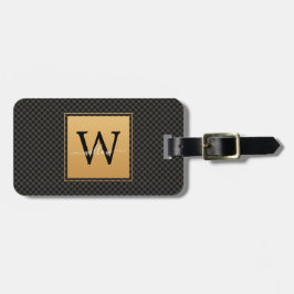 Elegant Black Guld Snyggt Monogram Script Travel Bagagebricka
