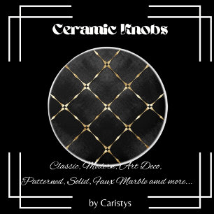 Elegant Black & Guld Squares Knopp