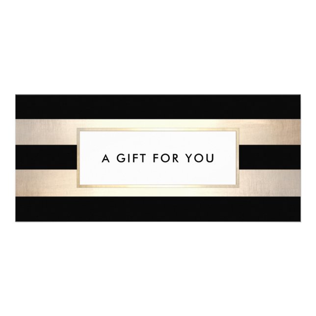Elegant Black Guld Stripe Spa Gift Certificate Reklamkort (Framsidan)