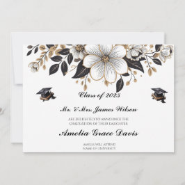 Elegant Black & Guld Studenten meddelande Inbjudningar