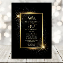 Elegant Black Guld Surprise 50:e Födelsedagsfesten