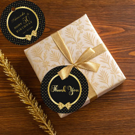 Elegant Black & Guld Surprise Födelsedagsfest Gåvor Etiketter
