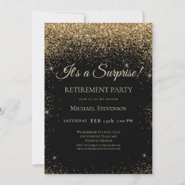 Elegant Black Guld Surprise Pension Party Inbjudningar