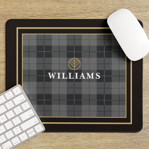 Elegant Black Guld Tartan Play Monogrammed Musmatta