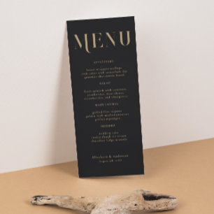 Elegant Black Guld Typography Bröllop Middag Meny