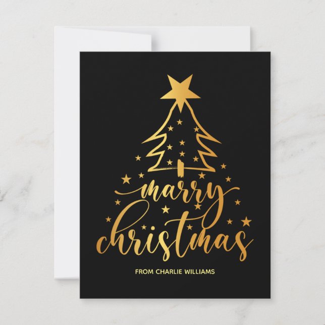 Elegant Black Guld Typography-julkort Julkort (Framsida)