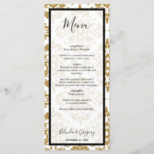 Elegant Black Guld Vintage bröllop Meny