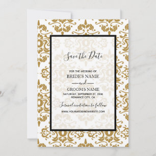 Elegant Black Guld Vintage bröllop Spara datum Datumet