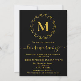 Elegant Black Guld WAN Monogram House Warming Meddelande