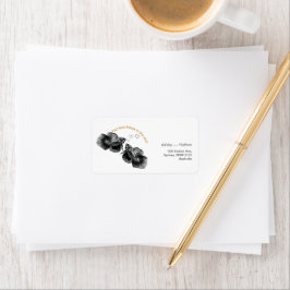 Elegant Black Guld Watercolor Fish Bröllop Adressetikett