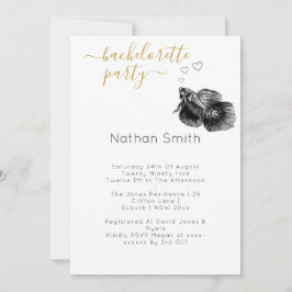 Elegant Black Guld Watercolor Fish Bröllop Inbjudningar