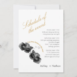 Elegant Black Guld Watercolor Fish Bröllop Inbjudningar