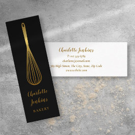 Elegant Black Guld Whisk Patisserie Chef Mini Visitkort