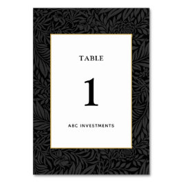 Elegant Black Guld White Botanical Bordsnummer