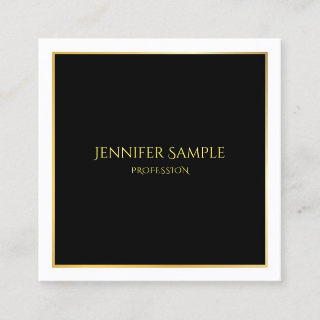 Elegant Black Guld White Luxurious Template Fyrkantigt Visitkort (Framsida)