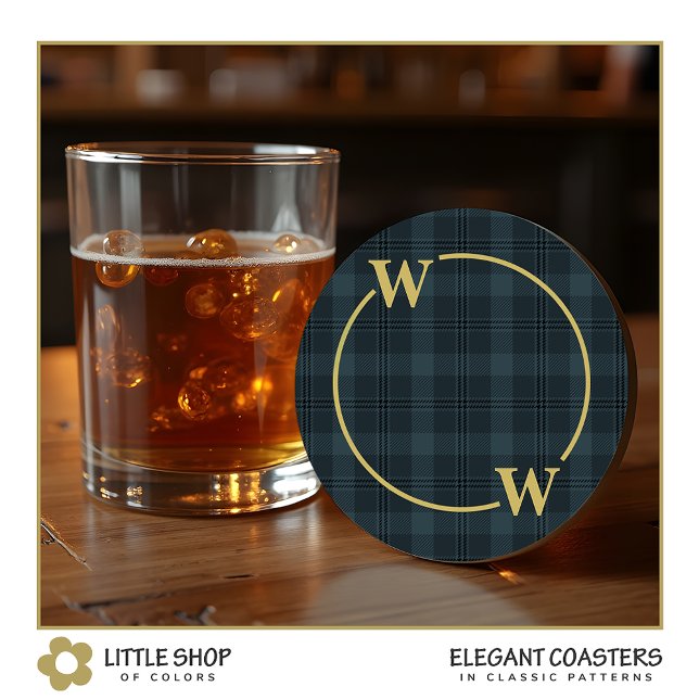 Elegant Black Guld Windows-fönsterruta, monogram Underlägg Papper Rund (Skapare uppladdad)
