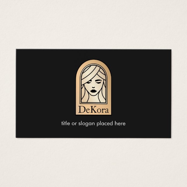 Elegant Black Guld Womans Ansikte Beauty Salon Spa Visitkort (Framsidan)