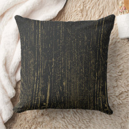 Elegant Black Guld Wood Grain Kudde