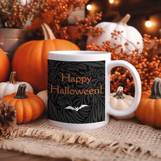 Elegant Black Halloween Blommigt Botanical Kaffemugg (Skapare uppladdad)