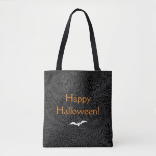 Elegant Black Halloween Blommigt Botanical Tygkasse