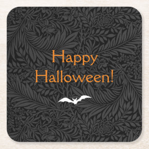 Elegant Black Halloween-Blommigt Underlägg Papper Kvadrat