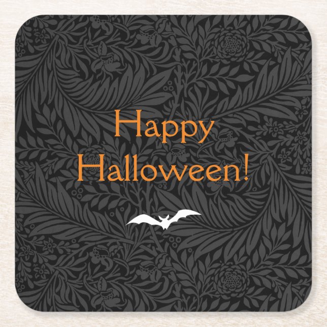 Elegant Black Halloween-Blommigt Underlägg Papper Kvadrat (Framsidan)