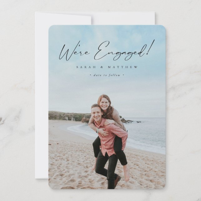 Elegant Black Hand Förlovning  Photo Meddelande (Framsida)