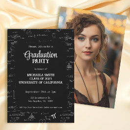 Elegant Black Hand-Lettering Photo Math Studenten Inbjudningar