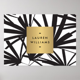Elegant Black Handflatan Fronts med Guld namnskylt Poster