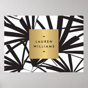 Elegant Black Handflatan Fronts med Guld namnskylt Poster