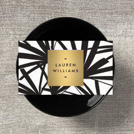 Elegant Black Handflatan Fronts med Guld namnskylt Visitkort