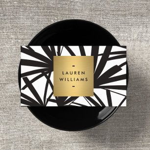 Elegant Black Handflatan Fronts med Guld namnskylt Visitkort
