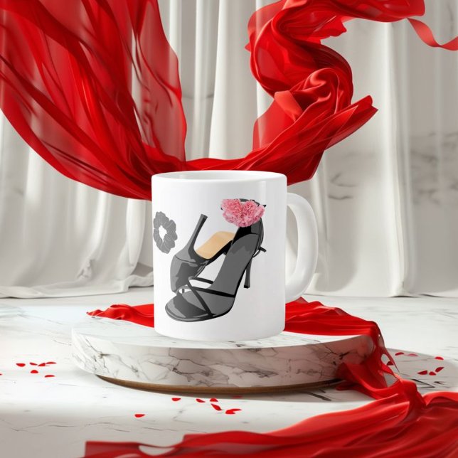 Elegant Black Heels & Carnation Art - Classy Femin Kaffemugg (Skapare uppladdad)