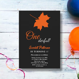Elegant Black Höst löv Boho Chic 1:a födelsedagen Inbjudningar