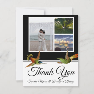 Elegant Black Hummingbird Bröllop Photo collage Tack Kort