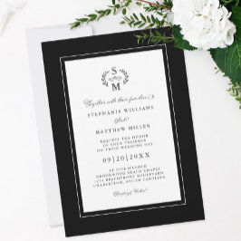 Elegant Black Initialer Calligraphy Vapensköld Brö Inbjudningar