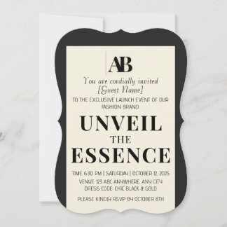 Elegant Black & Ivory Fashion Event Invitation Inbjudningar
